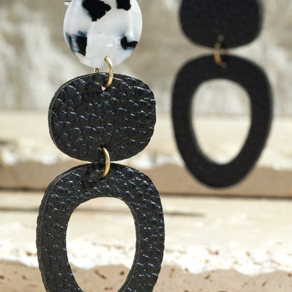 Faux Leather Acetate Button Earrings (Multi Colors) - Picture 2 of 5